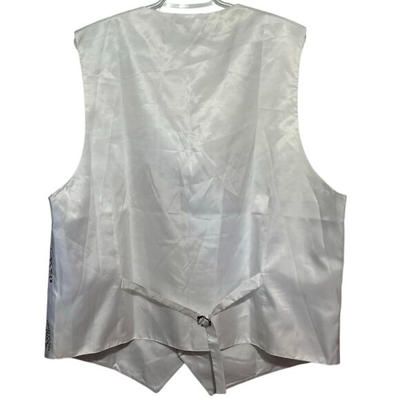 Barry.Wang Men's White Vest Shiny Green Snowflakes Button Front Size XXL - Picture 2 of 5